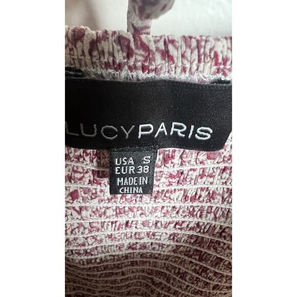 Lucy Paris Womens Small Tiered Floral Smocked Ballon Sleeve Mini Dress - Picture 5 of 8